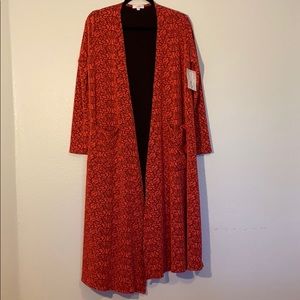 Lularoe metallic red Sarah long cardigan duster S